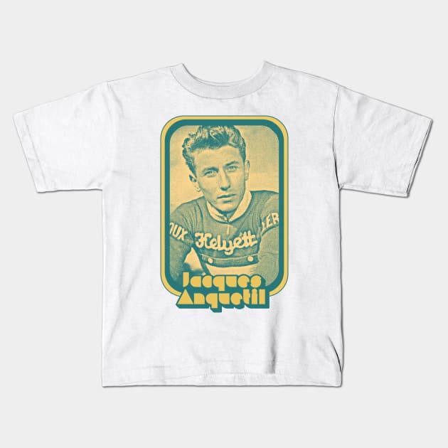 Jacques Anquetil // Retro Style Cycling Fan Art Kids T-Shirt by DankFutura